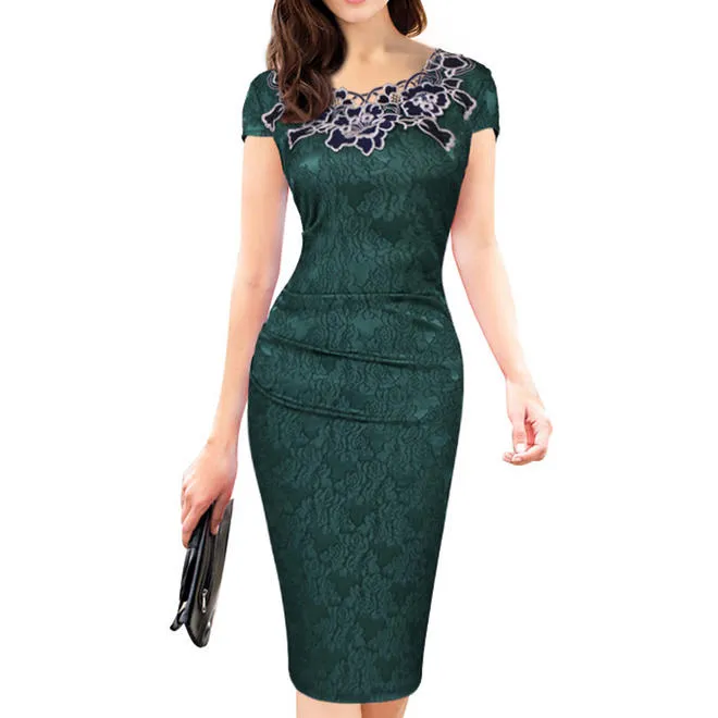 Ketty More Women Lace Decorated Sleeveless Slim Pencil Dress-KMWC2103