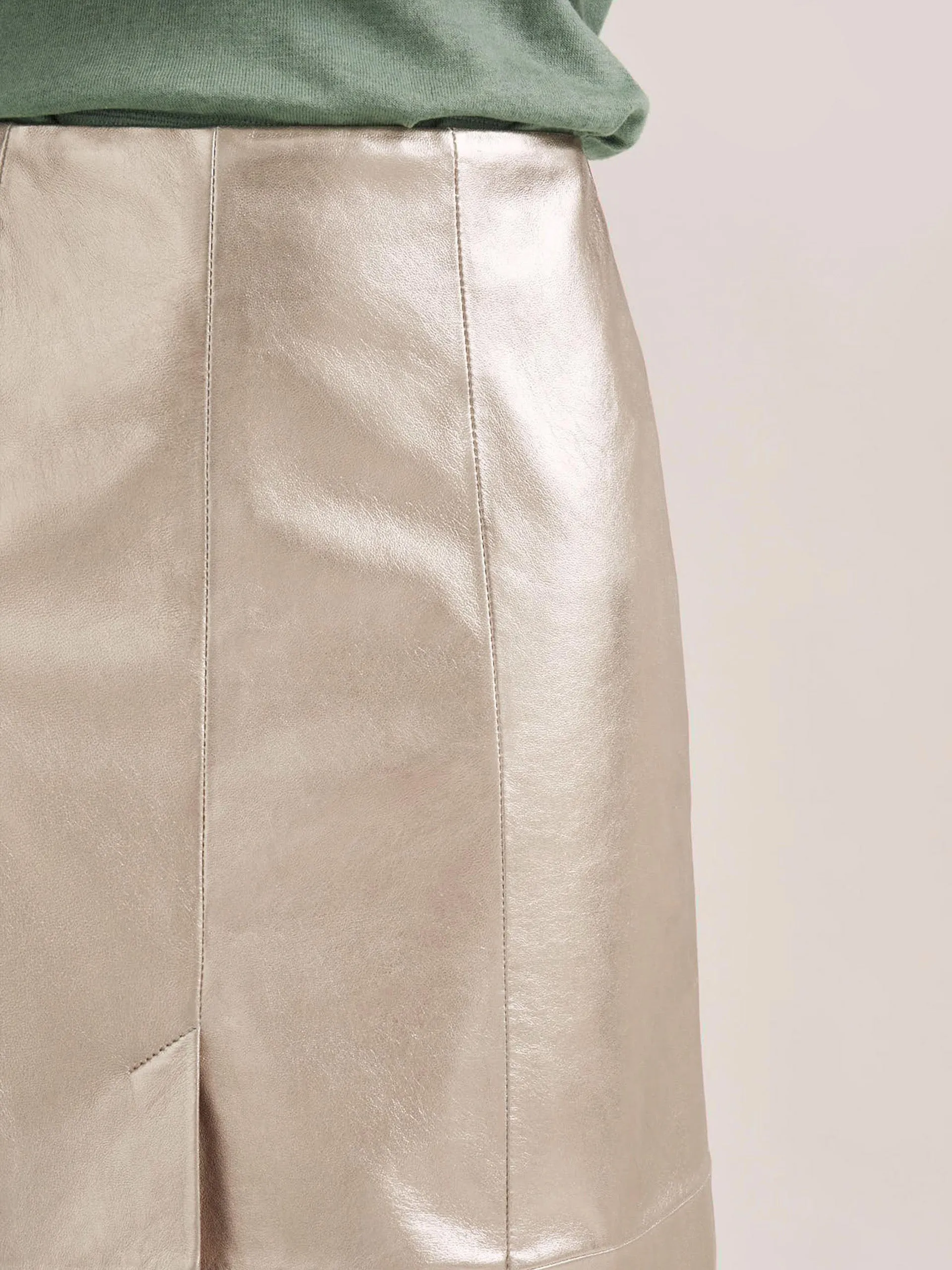Light gold Robyn leather midi skirt