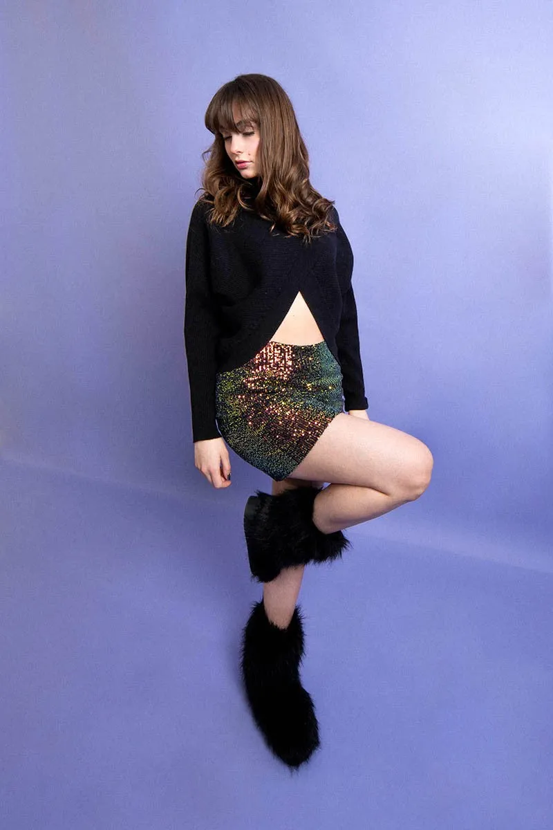 Lili Sidonio Black Double Breasted Turtle Neck Knitted Sweater