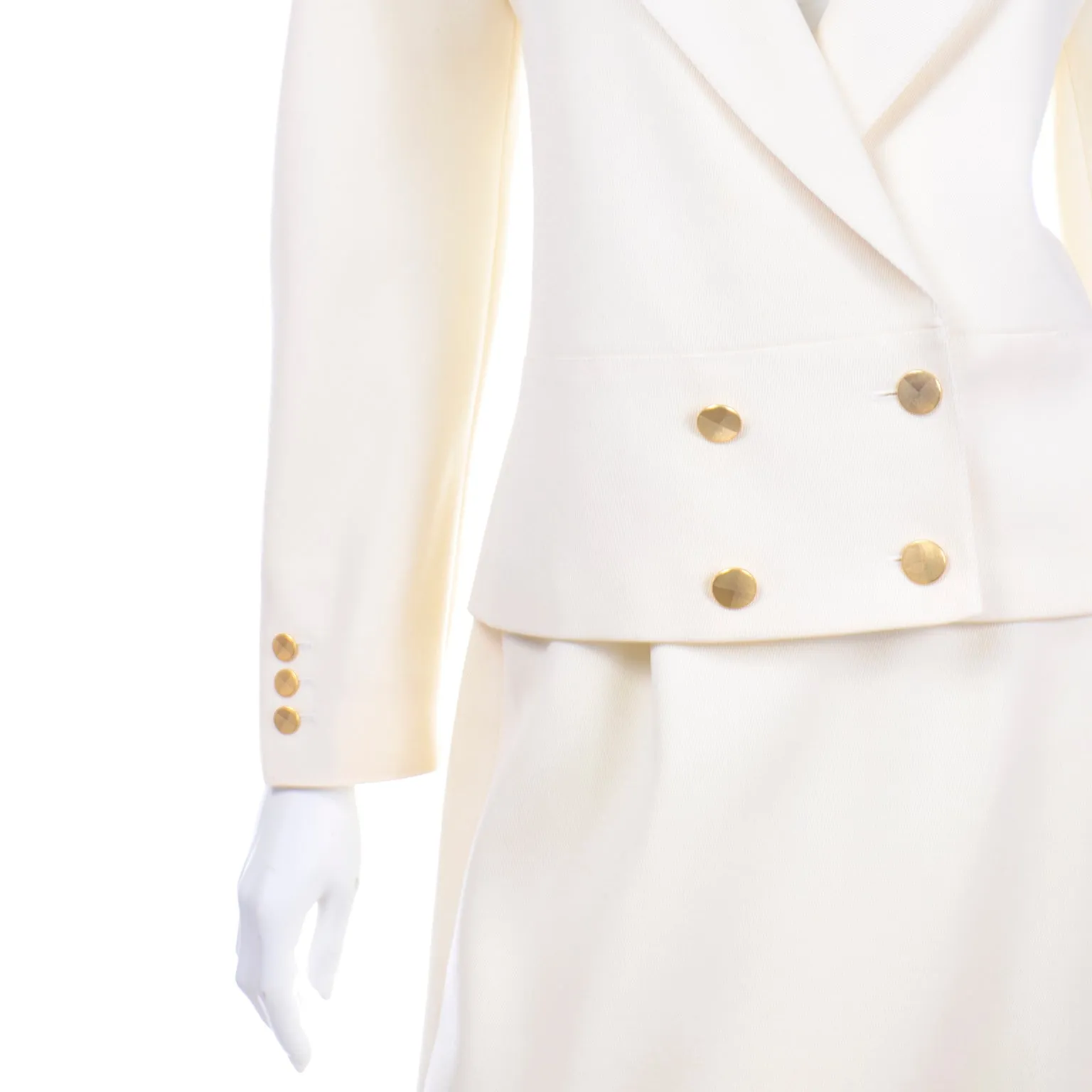 Louis Feraud Vintage Creamy Ivory Skirt and Jacket Suit