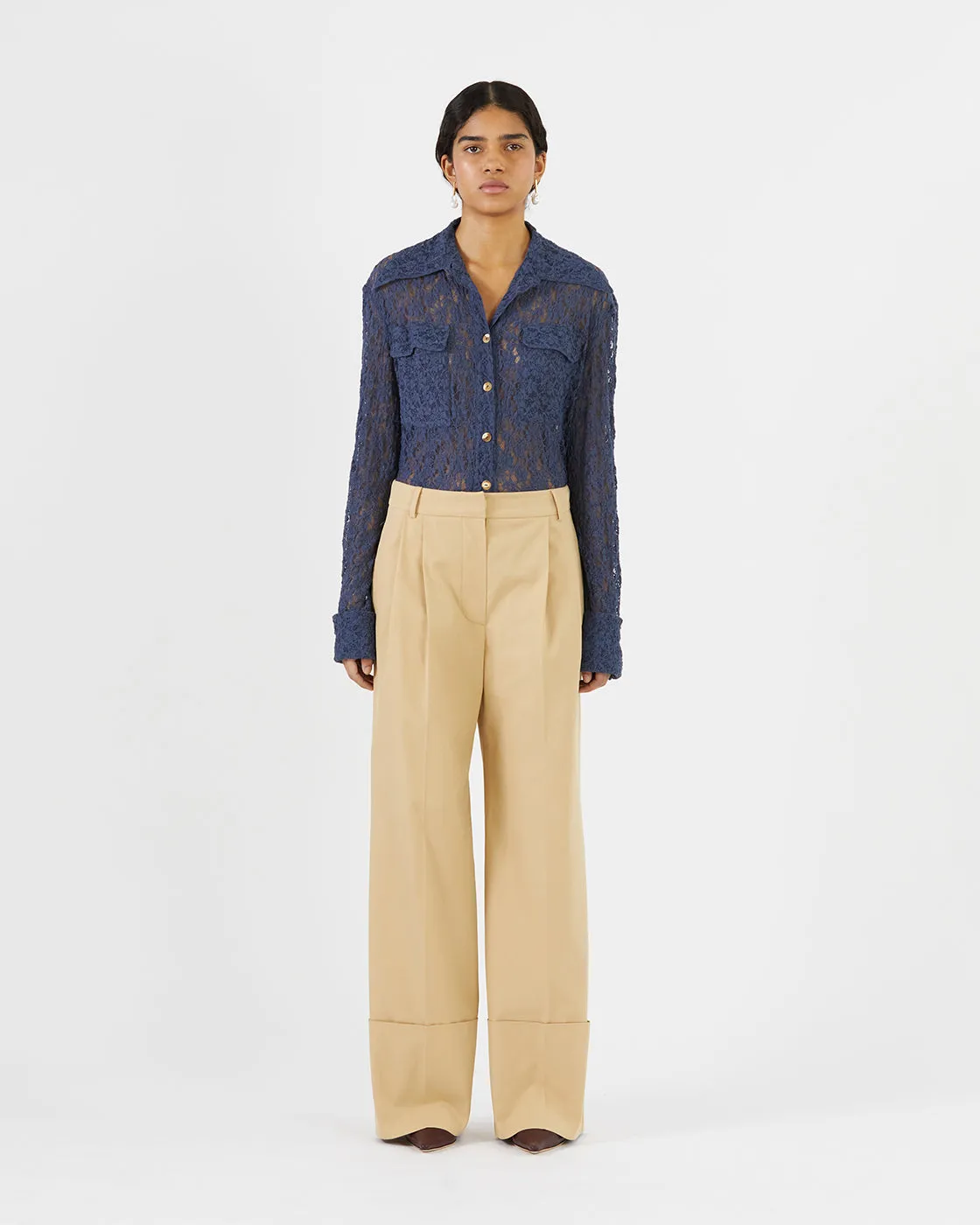 Macie Trousers Cotton Blend Tan