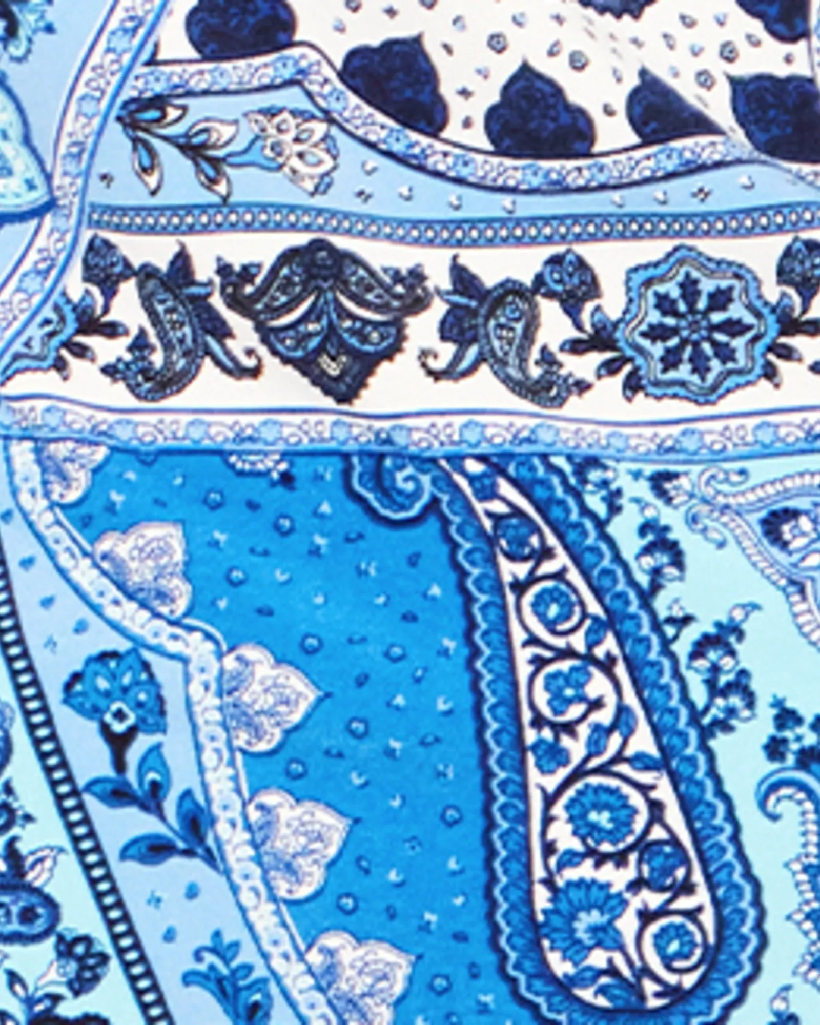 Mallory Scarf Print Asymmetrical Top | Light Blue / White
