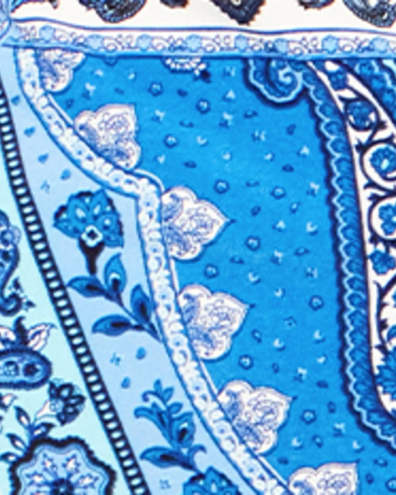 Mallory Scarf Print Asymmetrical Top | Light Blue / White