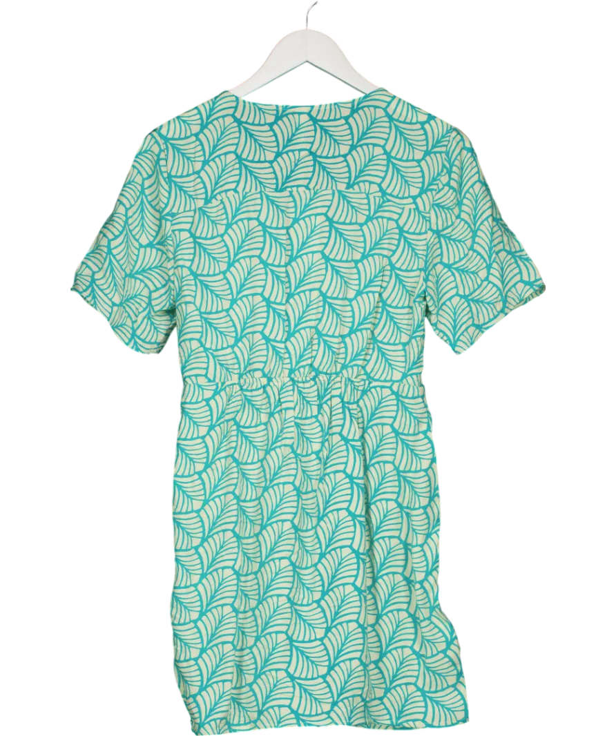MANGO Green Short Printed Wrap Dress UK 8