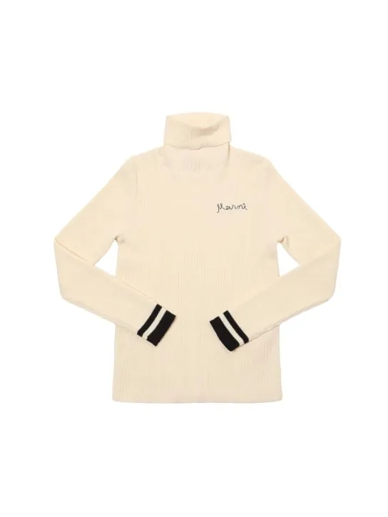 Marni Junior   Cotton blend knit turtleneck sweater 