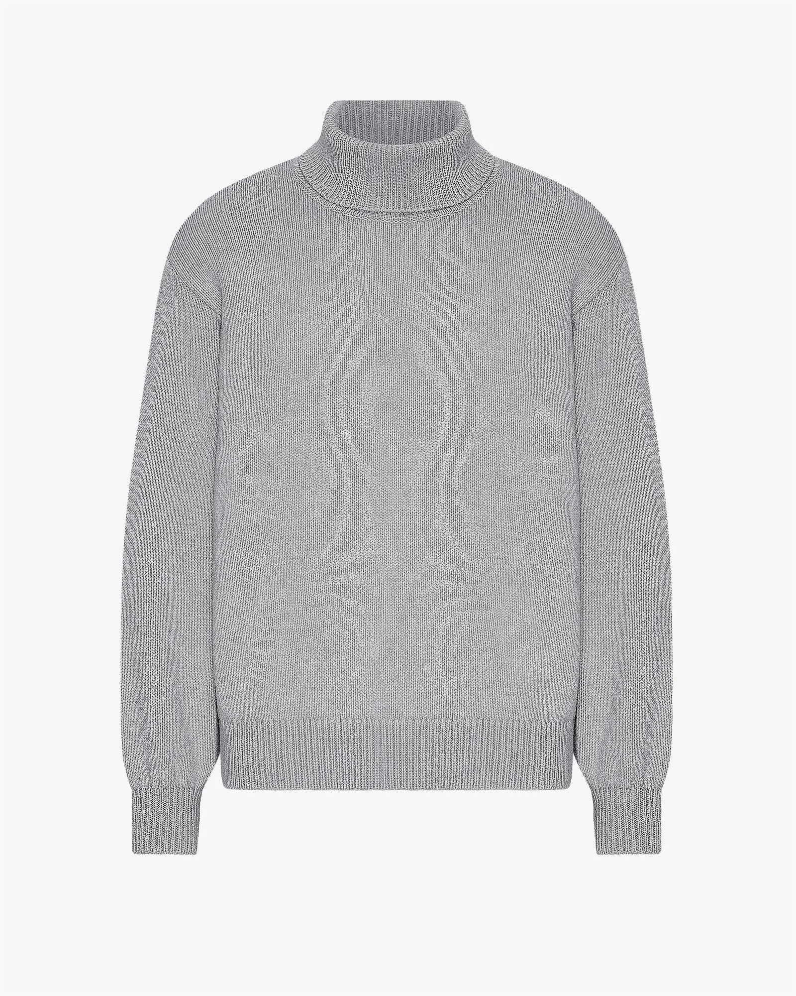 Merino Wool Turtleneck - Heather Grey