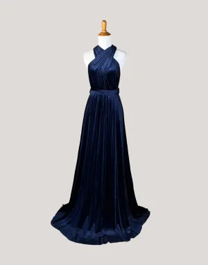 Midnight Blue Velvet Infinity Dress/ Wrap Convertible Bridesmaid Dress,R31