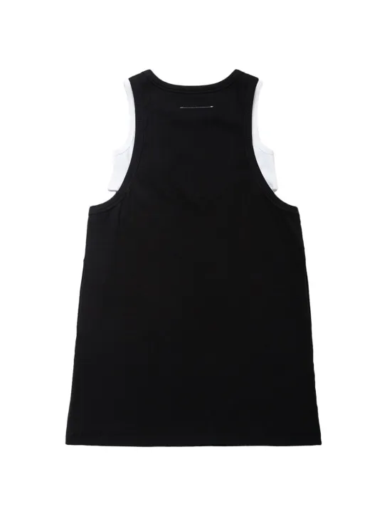 MM6 Maison Margiela   Sleeveless ribbed cotton logo dress 