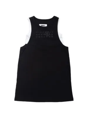 MM6 Maison Margiela   Sleeveless ribbed cotton logo dress 
