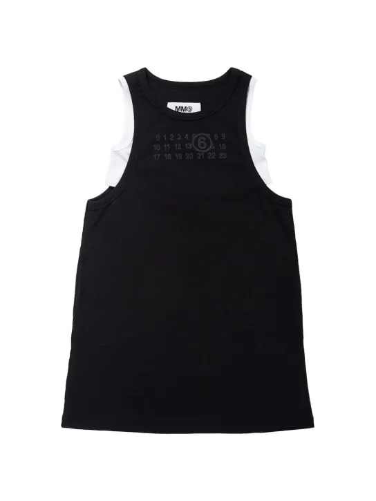 MM6 Maison Margiela   Sleeveless ribbed cotton logo dress 