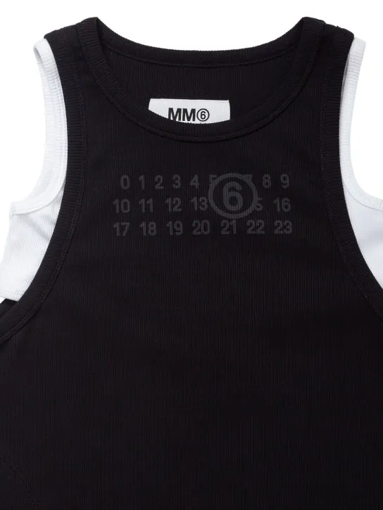 MM6 Maison Margiela   Sleeveless ribbed cotton logo dress 