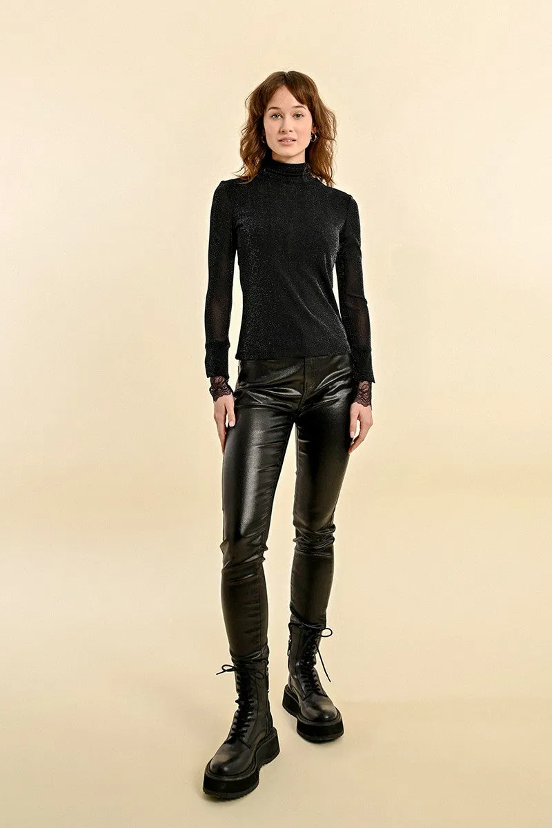 Molly Bracken Black Thin Turtle Neck Sweater