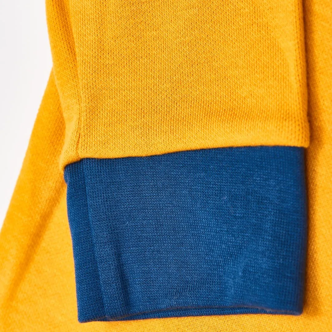 Organic cotton boys longsleeve top "Jacquard Mustard|Indigo" made from 100% organic cotton