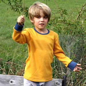 Organic cotton boys longsleeve top "Jacquard Mustard|Indigo" made from 100% organic cotton
