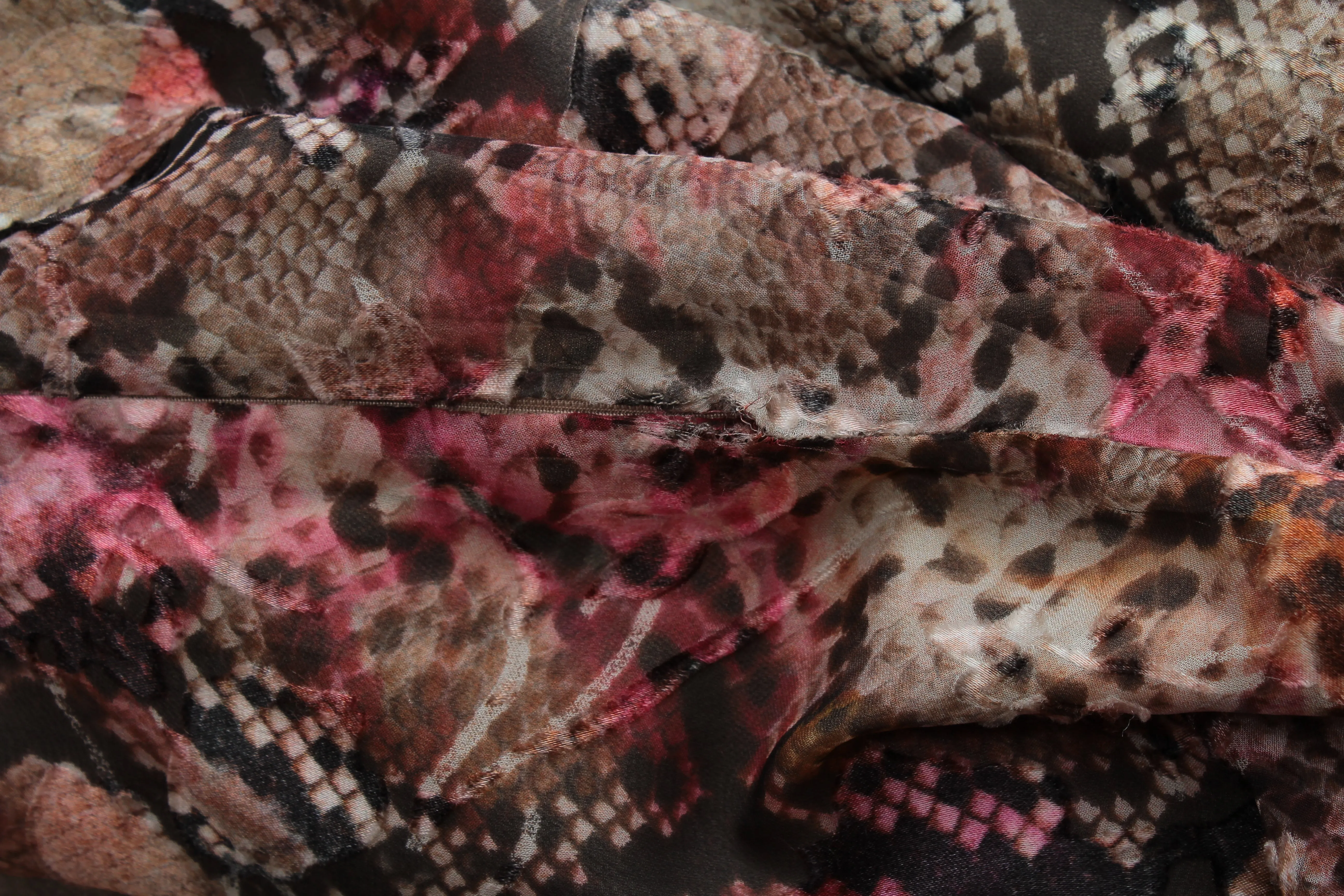 Preen by Thornton Bregazzi Ruffled Snakeskin Printed Silk-Blend Skirt