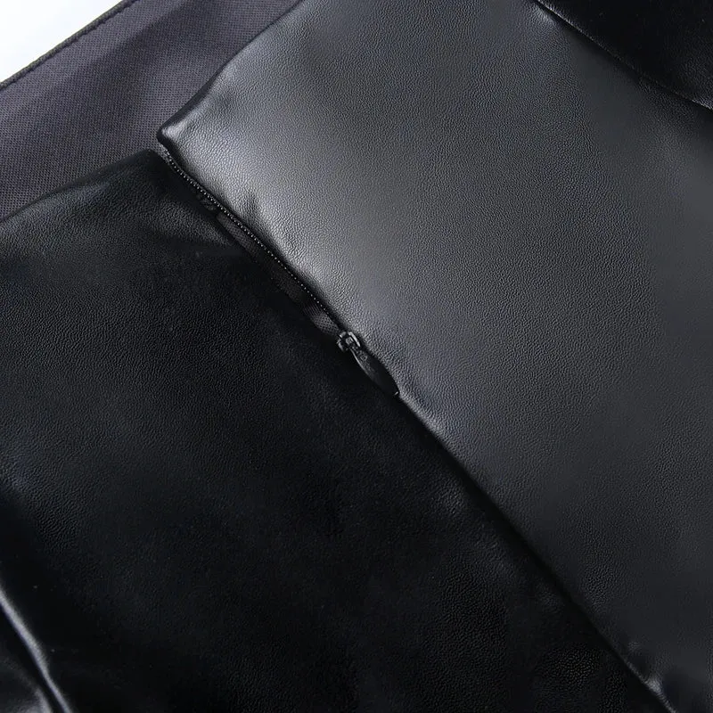 PU Leather Long Pencil Skirt