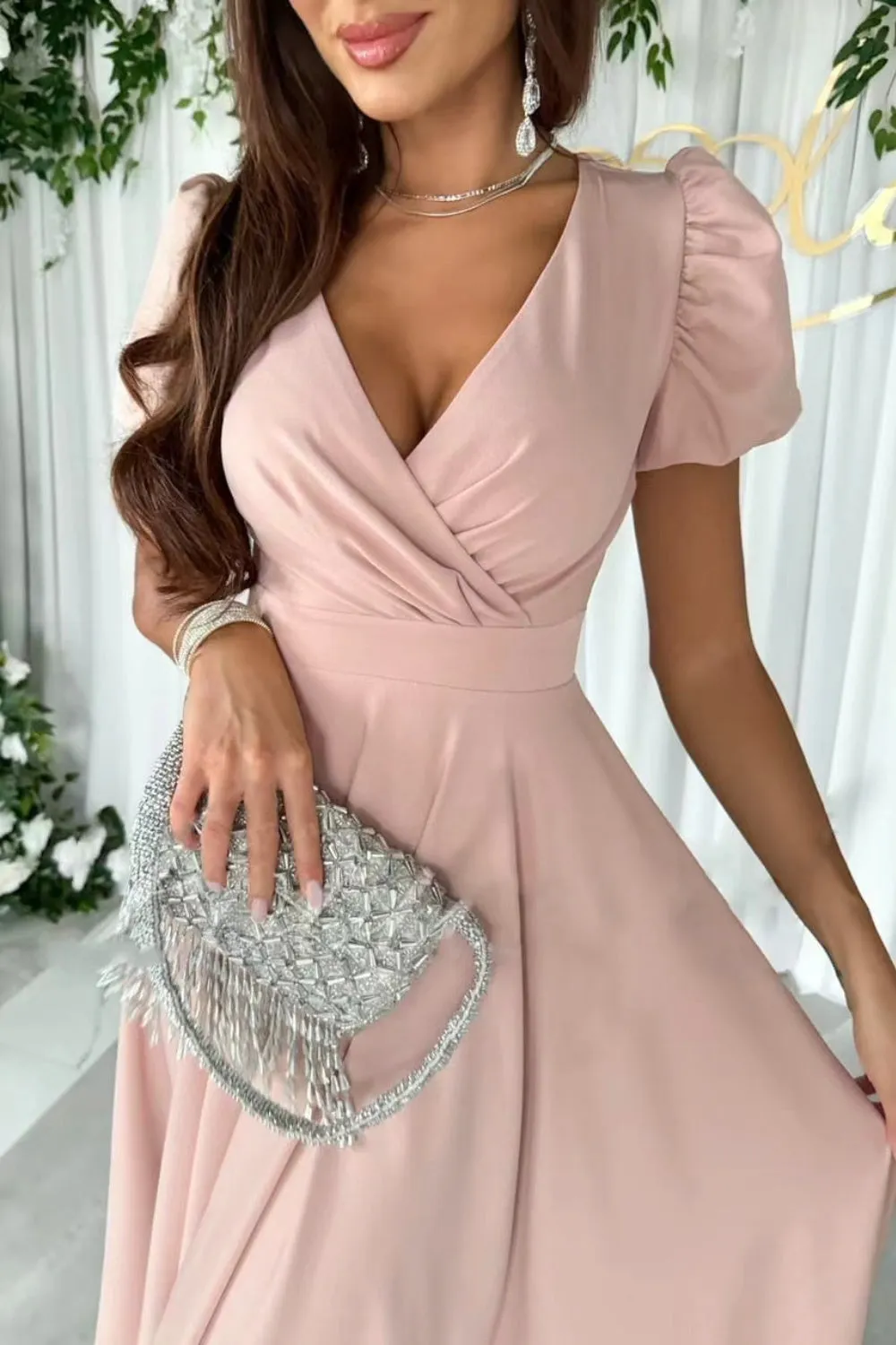 Puff Sleeve Midi Dress