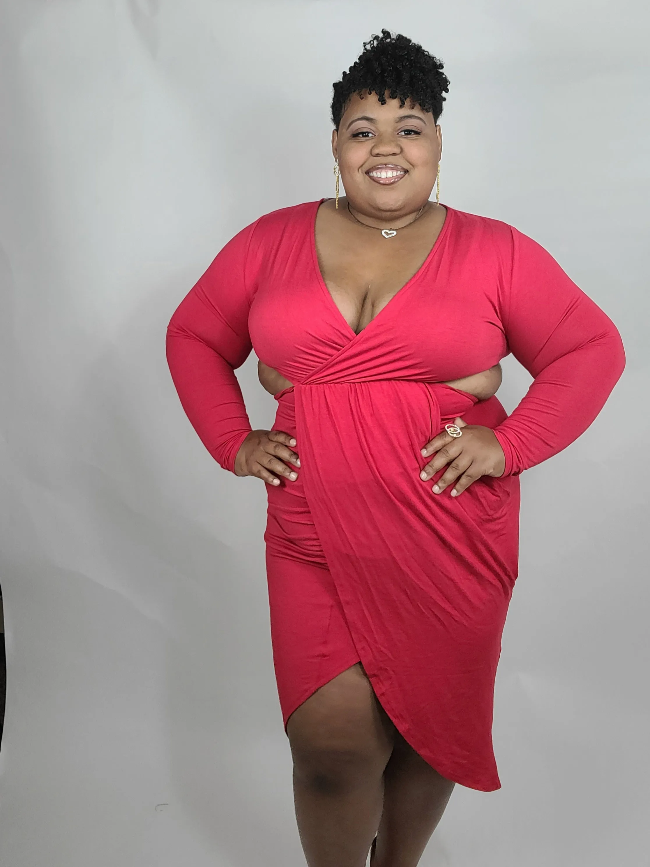 "Lock and Key" Sexy Side Cutout Red Dress
