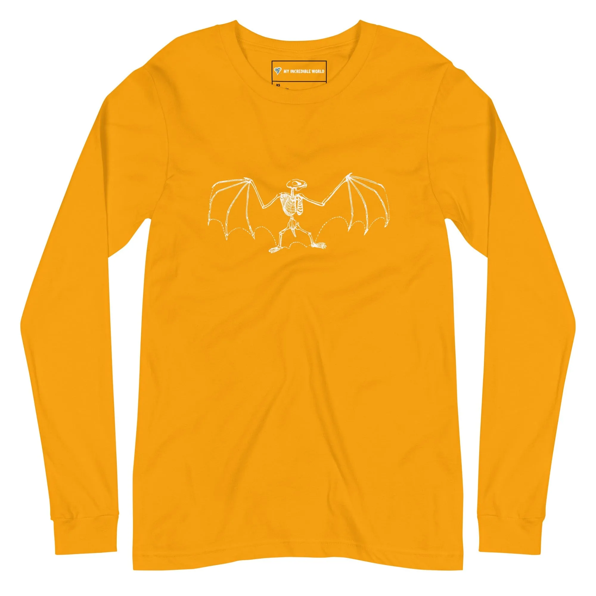 "Vintage Bat Skeleton Sketch" Bat Long Sleeve T-Shirt (Adult Unisex)