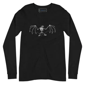 "Vintage Bat Skeleton Sketch" Bat Long Sleeve T-Shirt (Adult Unisex)