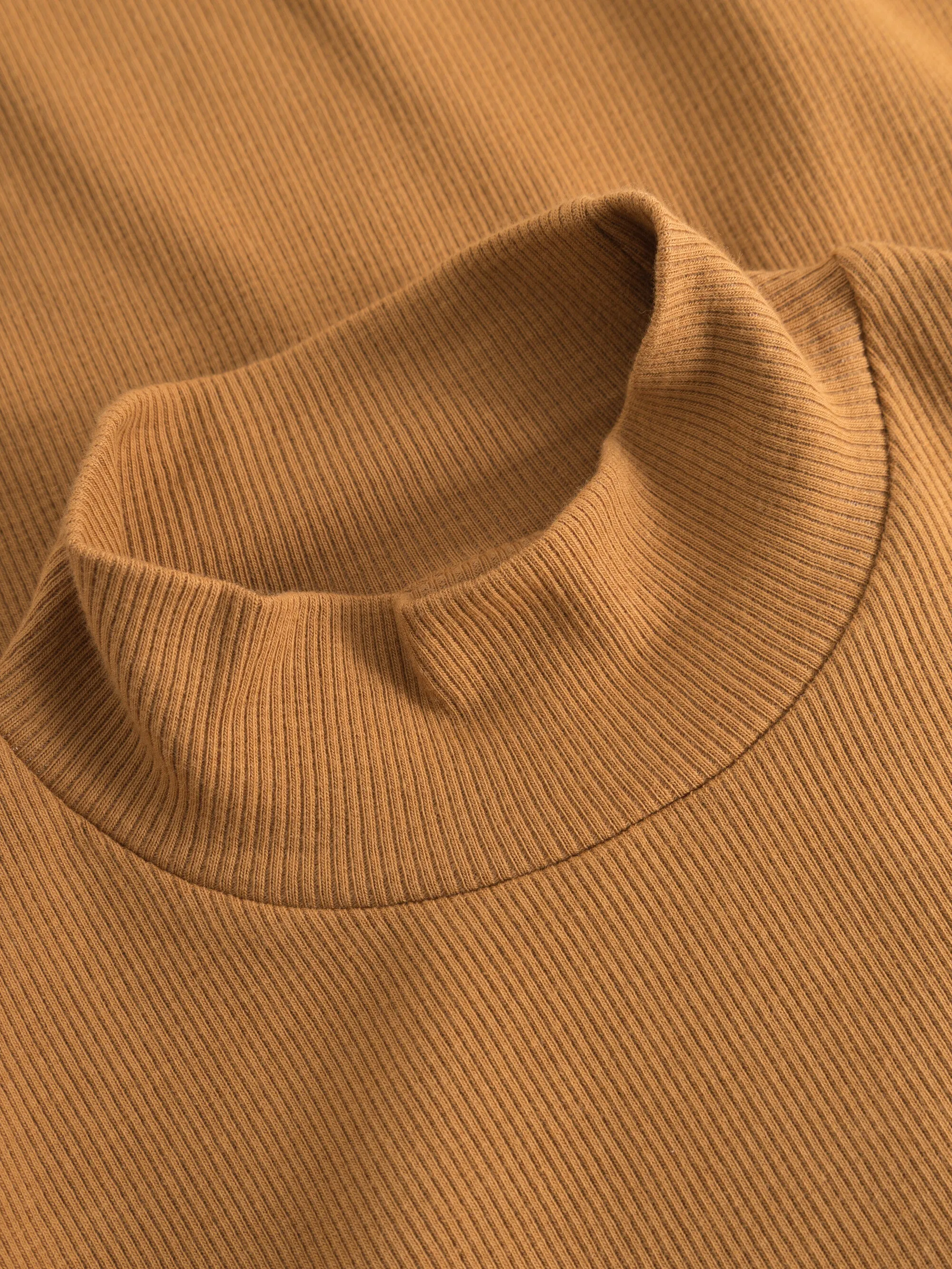 Rib high neck long sleeve - Brown Sugar