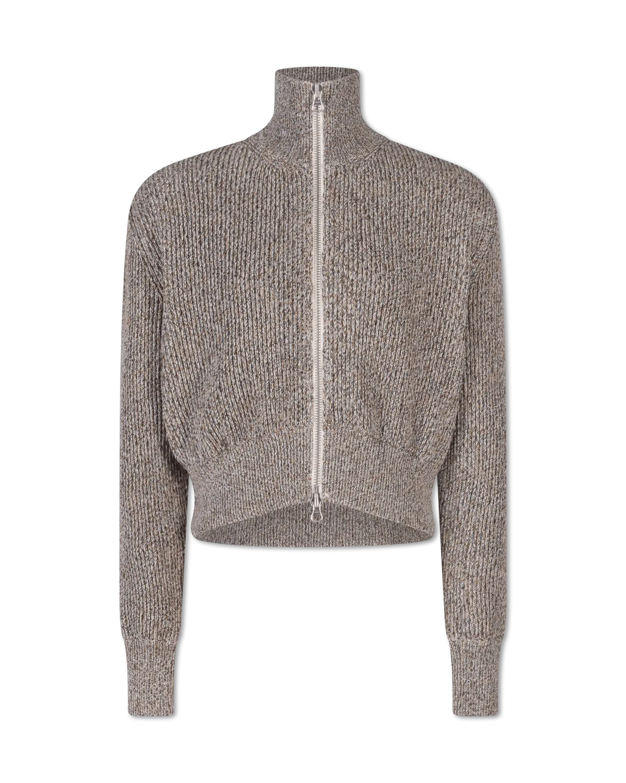 Ribbed Knit Zip Up Sweater