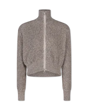 Ribbed Knit Zip Up Sweater