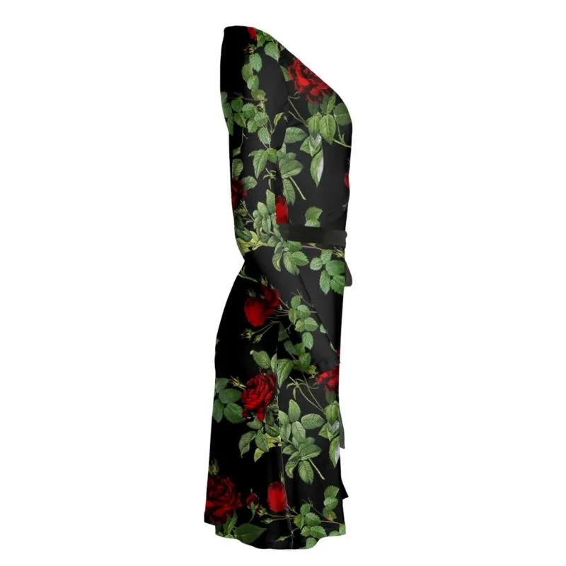 Rose Print Wrap Dress