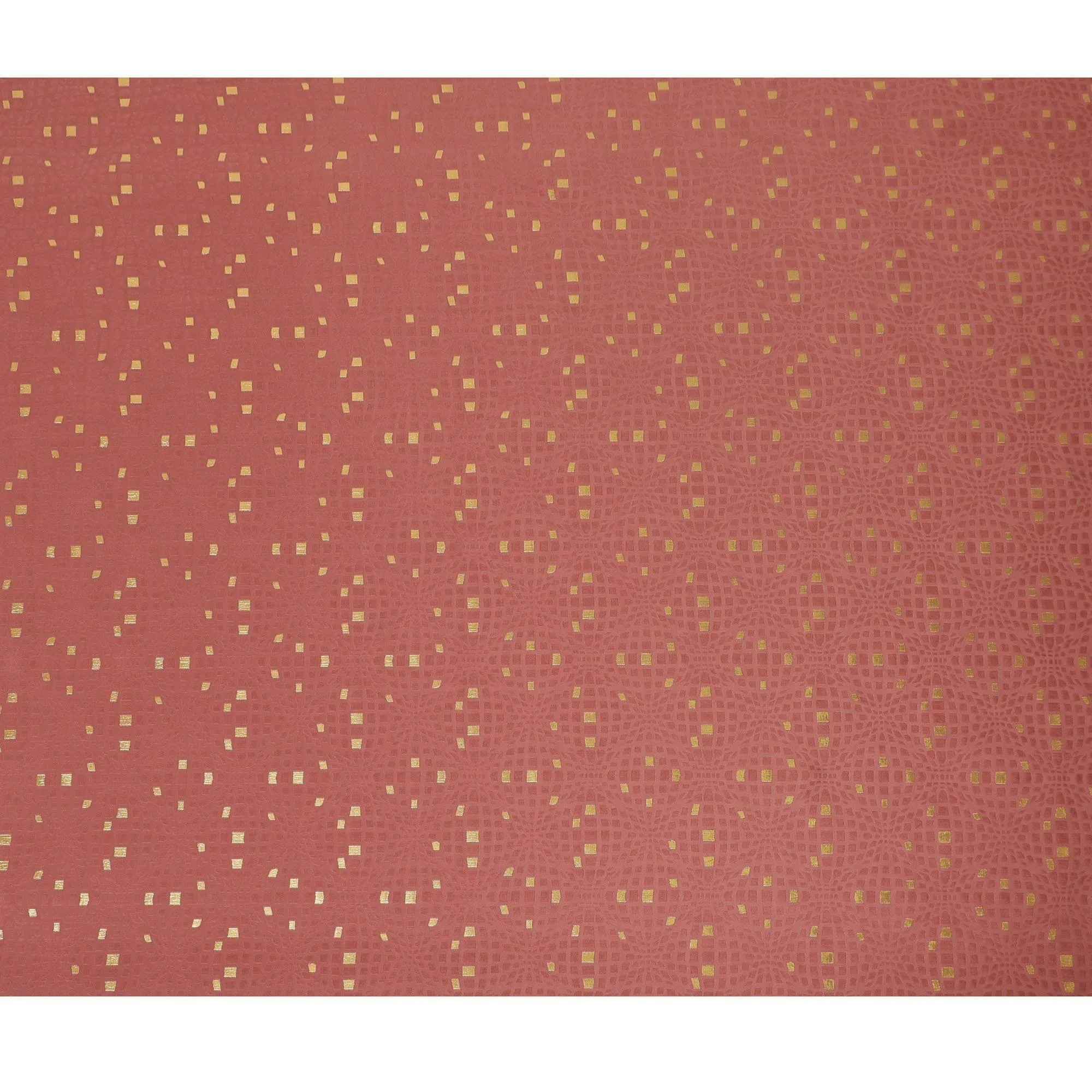 Rosy brown crepe silk fabric with gold and similar color jacquard in abstract design-D15761