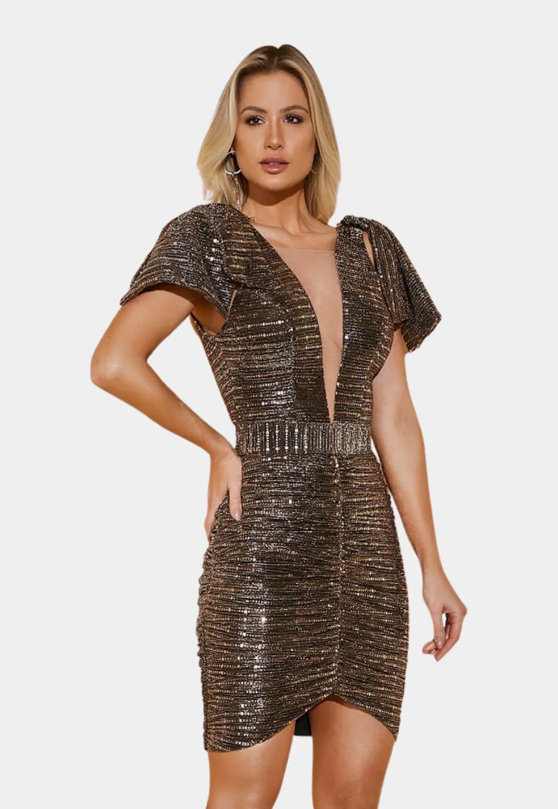 Ruched Metallic Dress