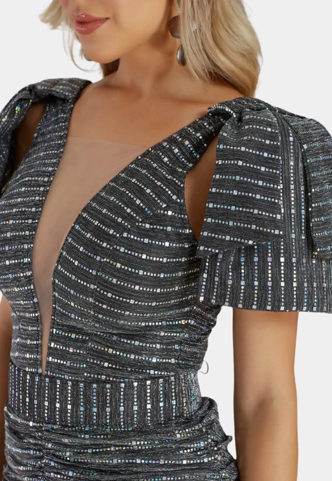 Ruched Metallic Dress