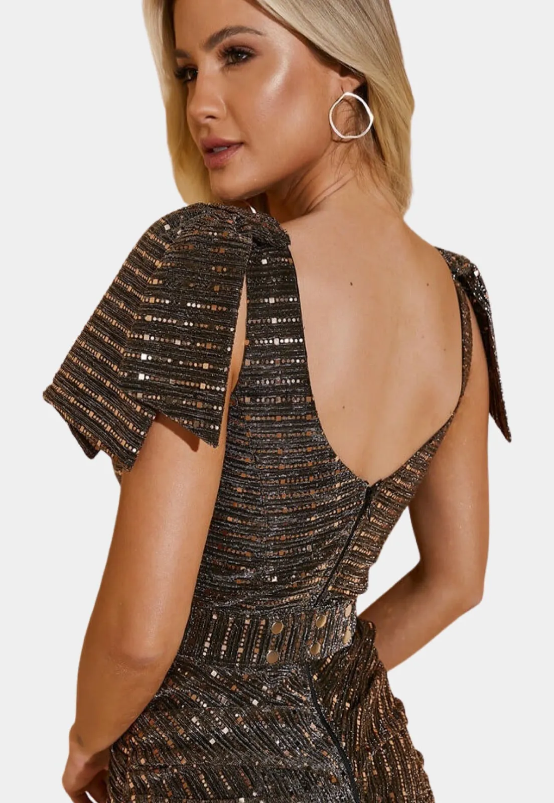 Ruched Metallic Dress
