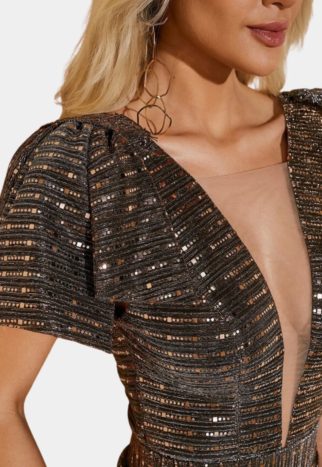 Ruched Metallic Dress