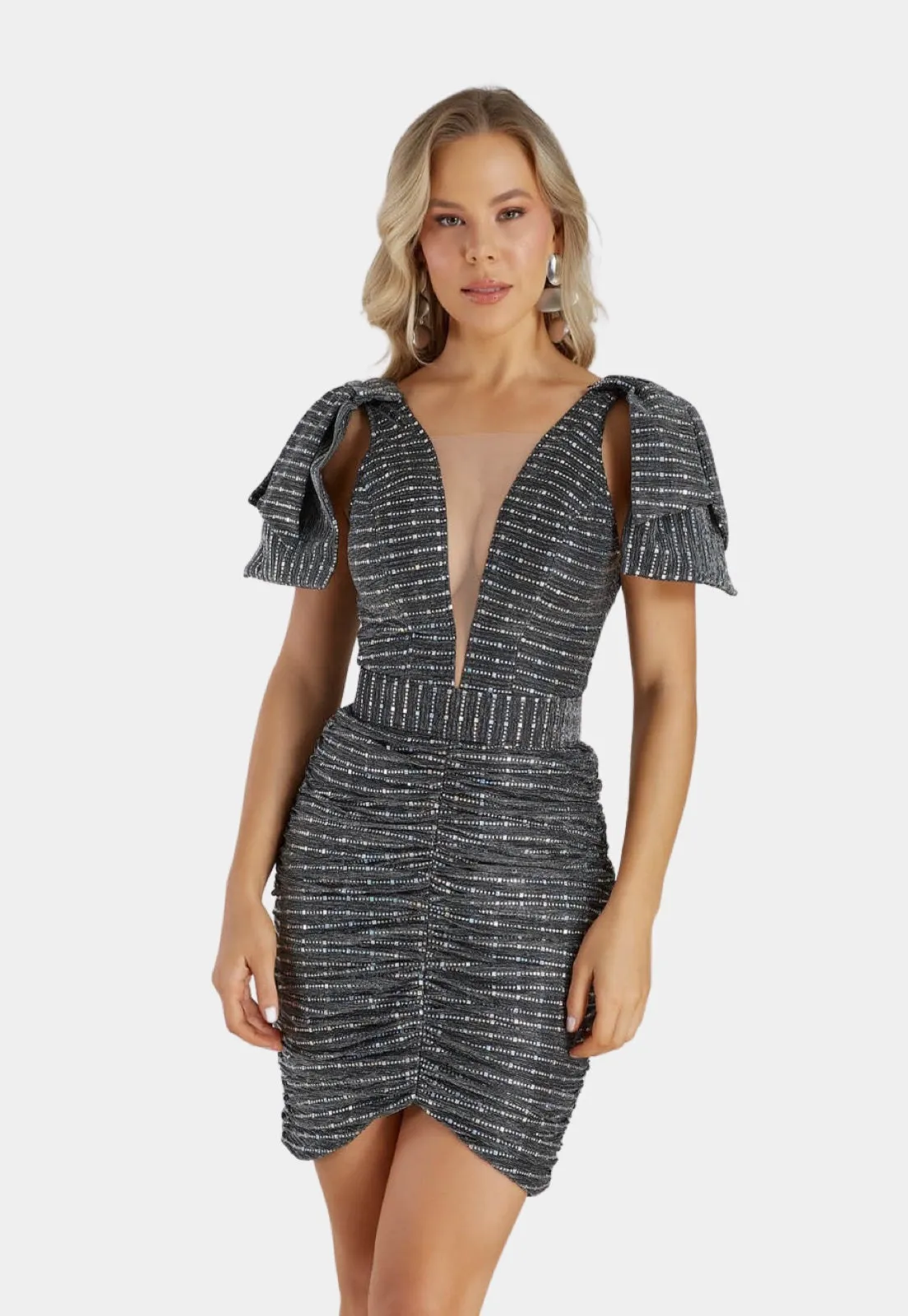 Ruched Metallic Dress