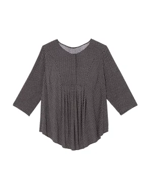 Sam 3/4 Sleeve Pleated Front Blouse | Black / White