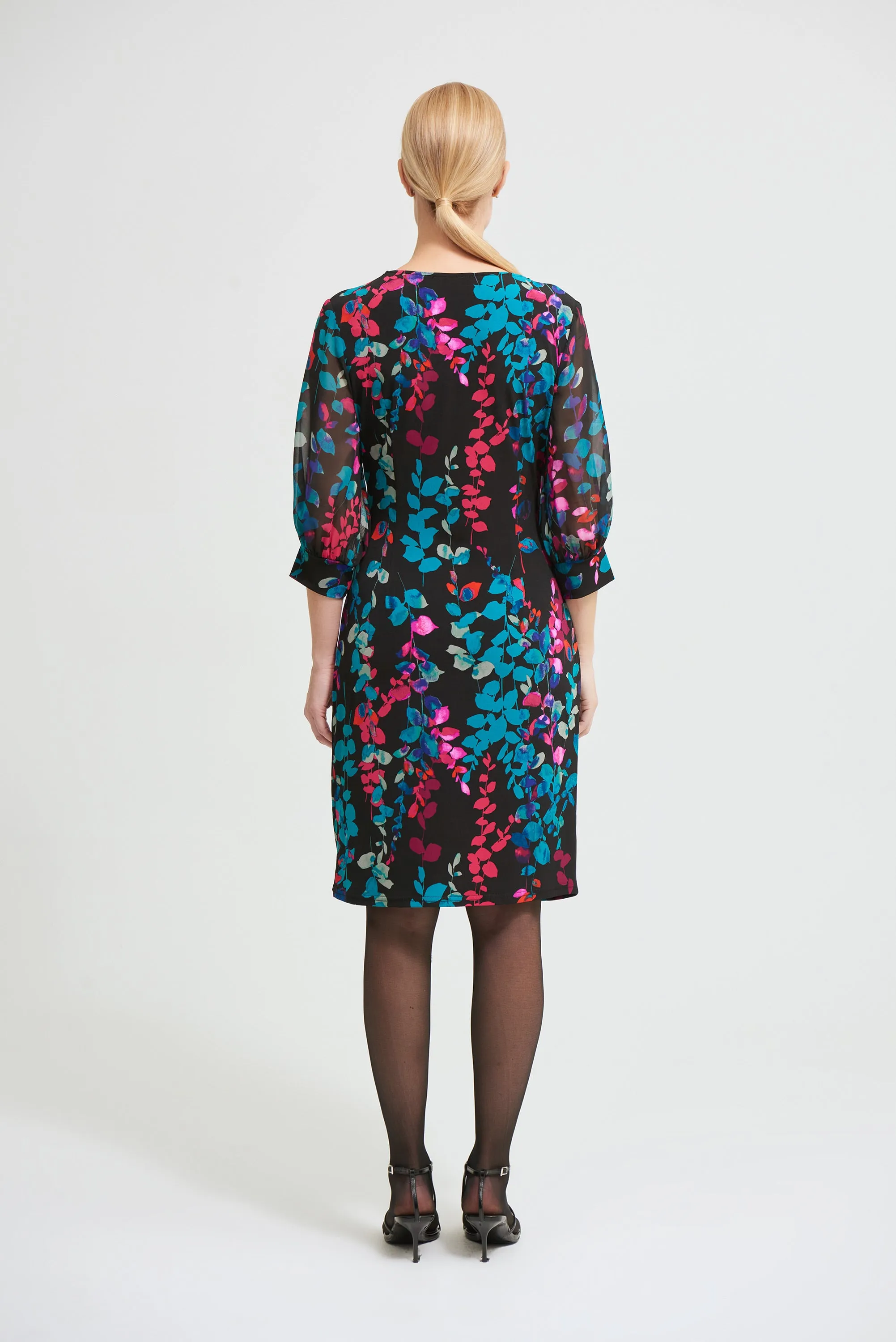 Sheer Sleeve Wrap Dress