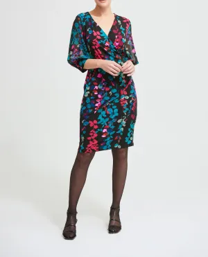 Sheer Sleeve Wrap Dress