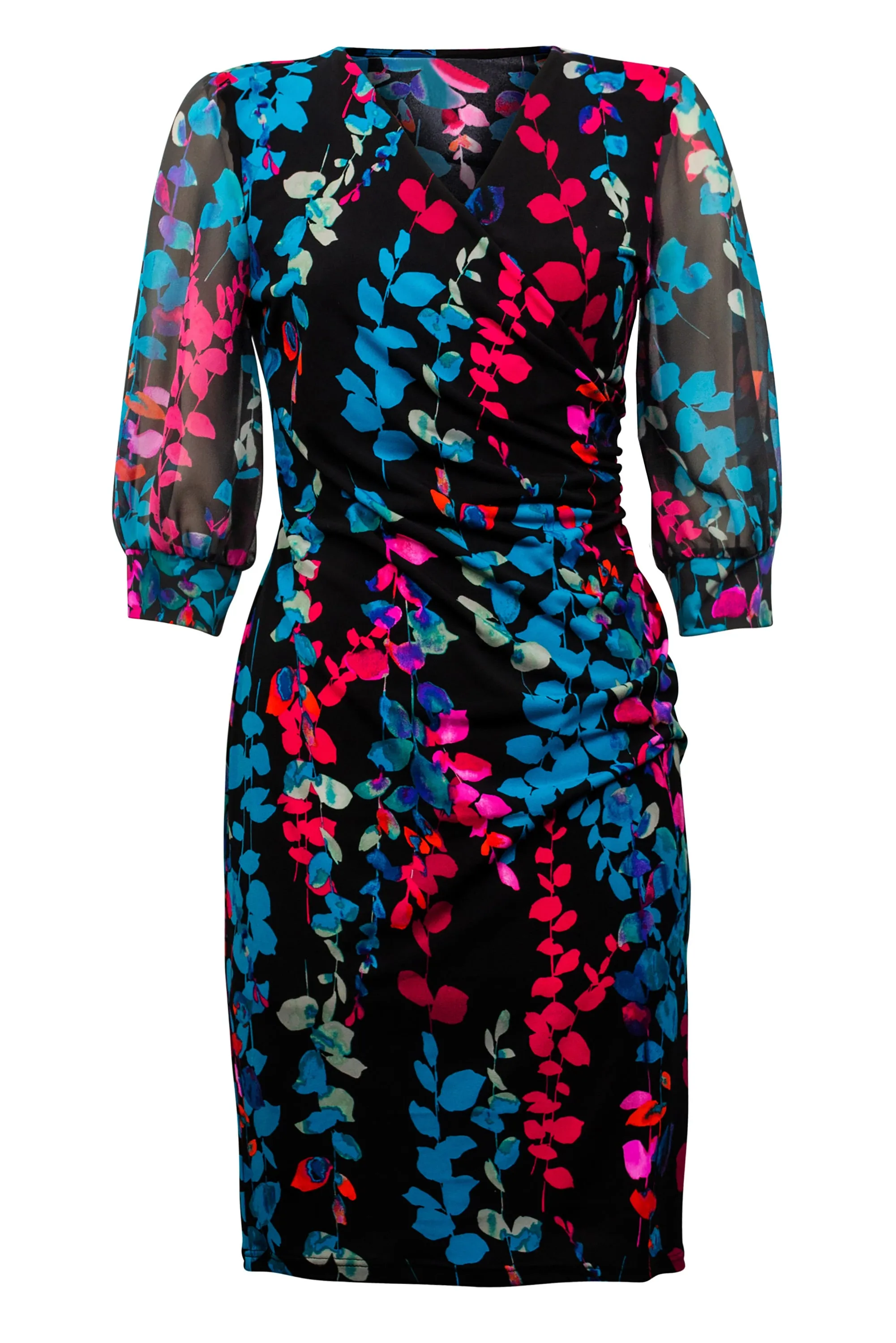 Sheer Sleeve Wrap Dress