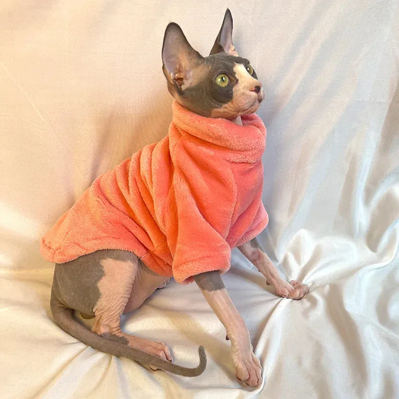 Sphynx Cat and Small Dog Winter Sweater - Turtleneck, Warm Fleece Pullover