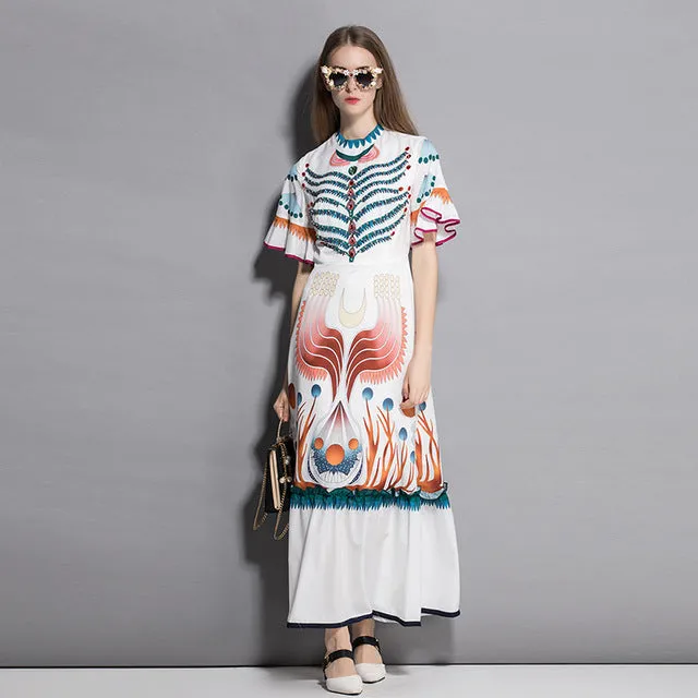 Spring Fashion Runway Maxi Long Dresses Women's Flare