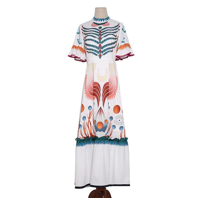 Spring Fashion Runway Maxi Long Dresses Women's Flare