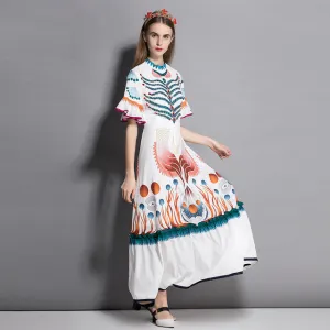 Spring Fashion Runway Maxi Long Dresses Women's Flare