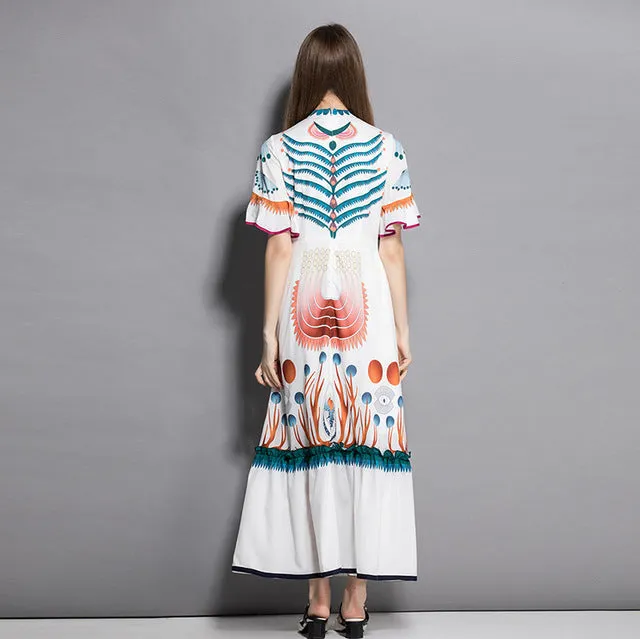 Spring Fashion Runway Maxi Long Dresses Women's Flare