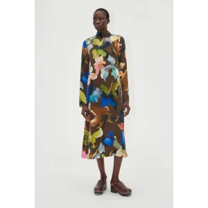 Stine Goya Long Sleeve Midi Dress - Aquarelle Garden