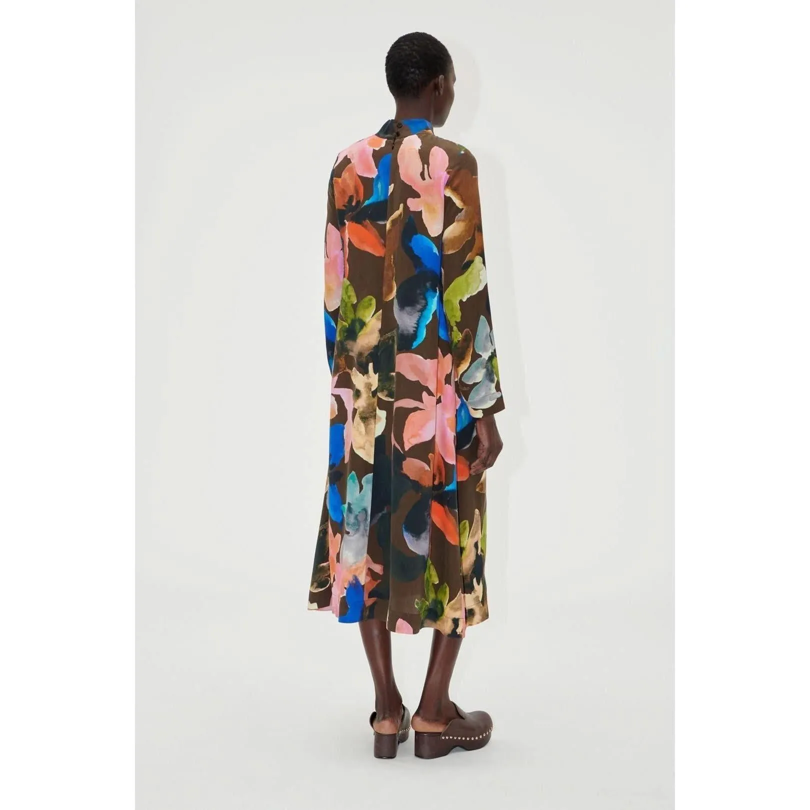Stine Goya Long Sleeve Midi Dress - Aquarelle Garden