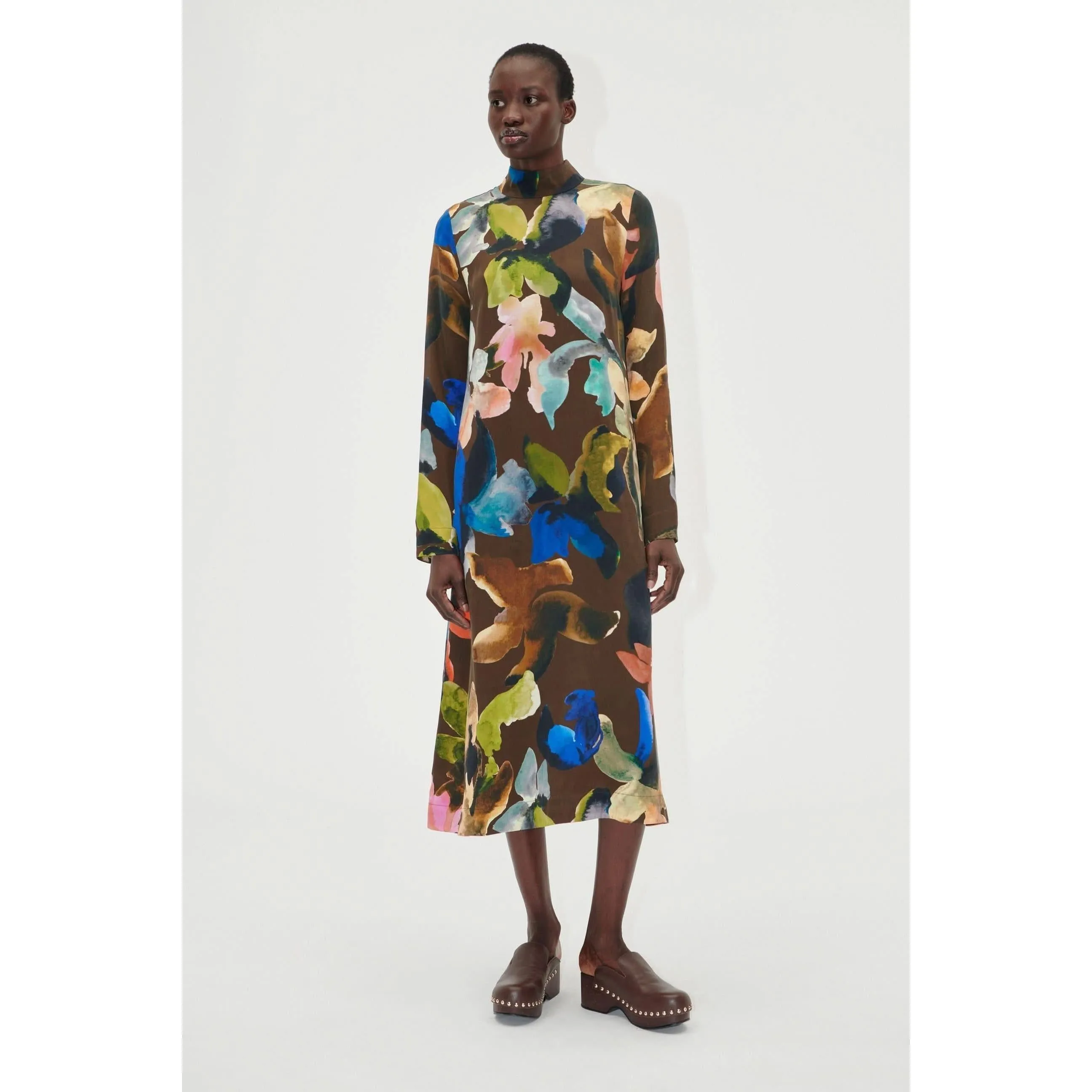 Stine Goya Long Sleeve Midi Dress - Aquarelle Garden