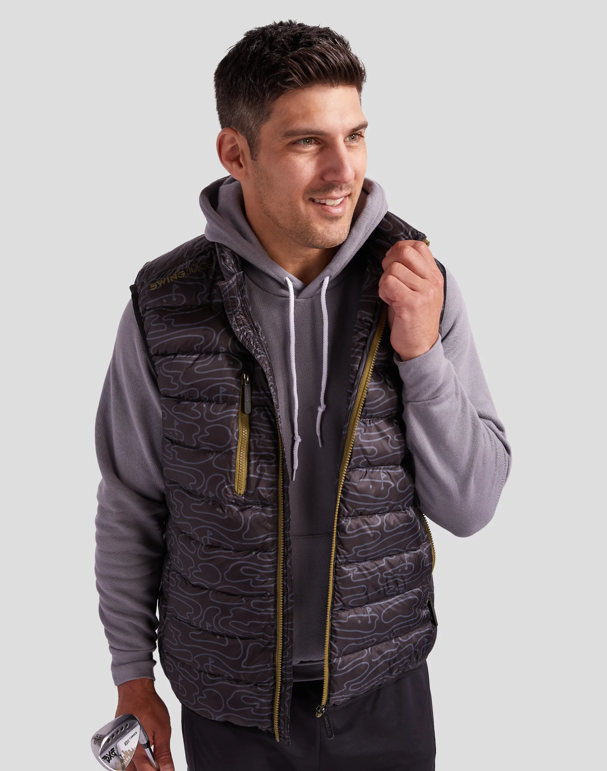 Swing Juice Golf Rhythmic Lines Men's Packable Puffer Vest