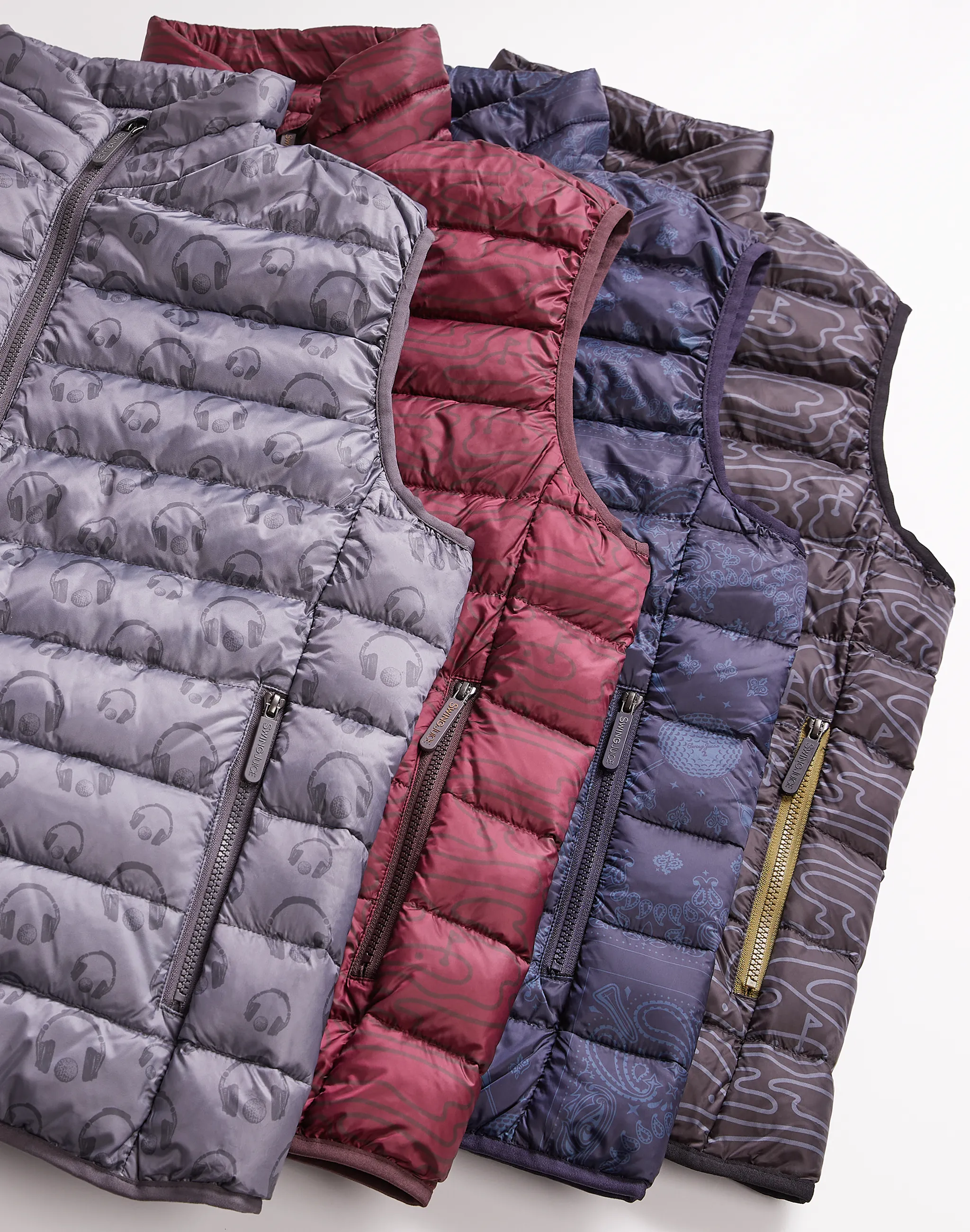 SwingJuice Golf Rhythmic Lines Men's Packable Puffer Vest