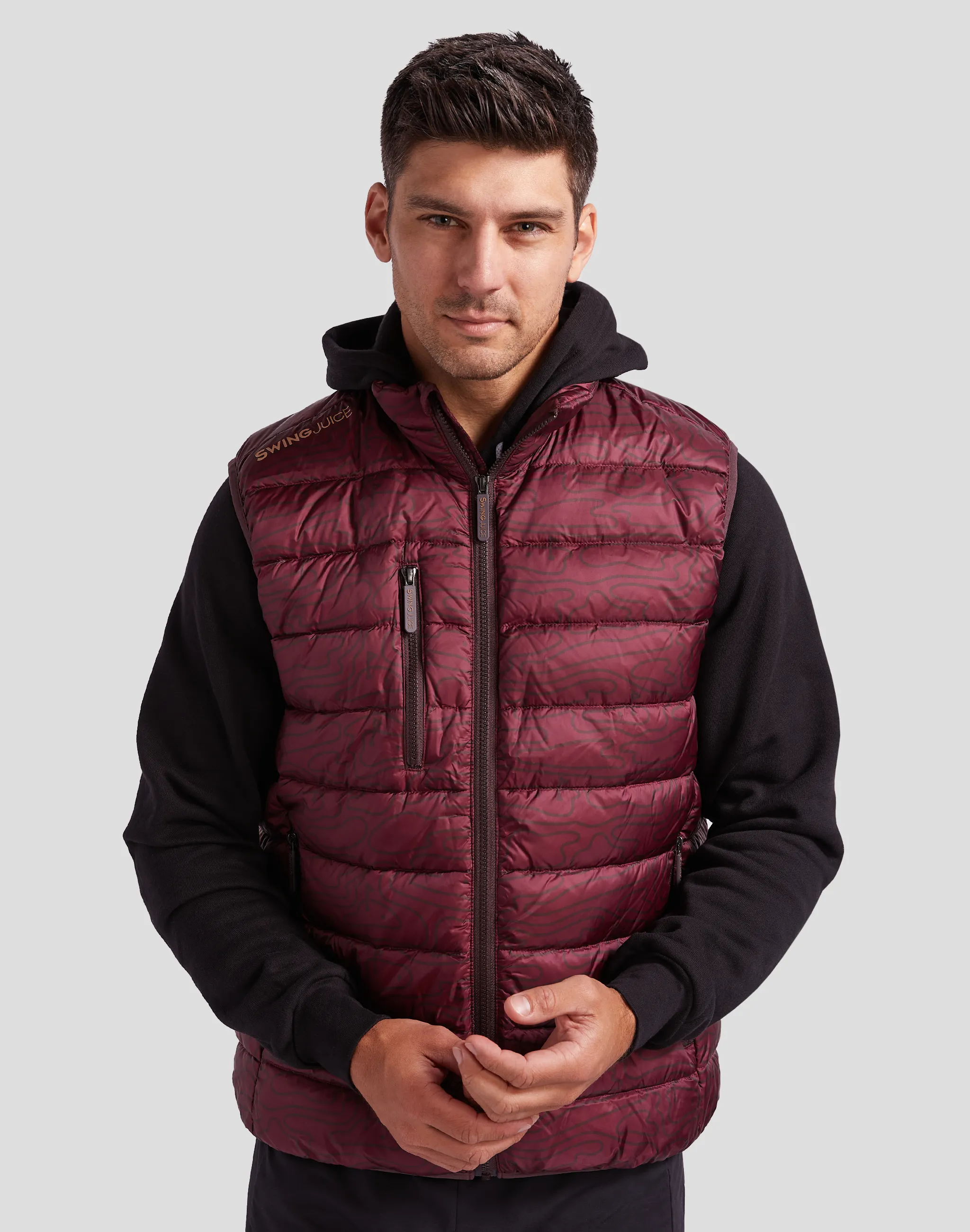 SwingJuice Golf Rhythmic Lines Men's Packable Puffer Vest