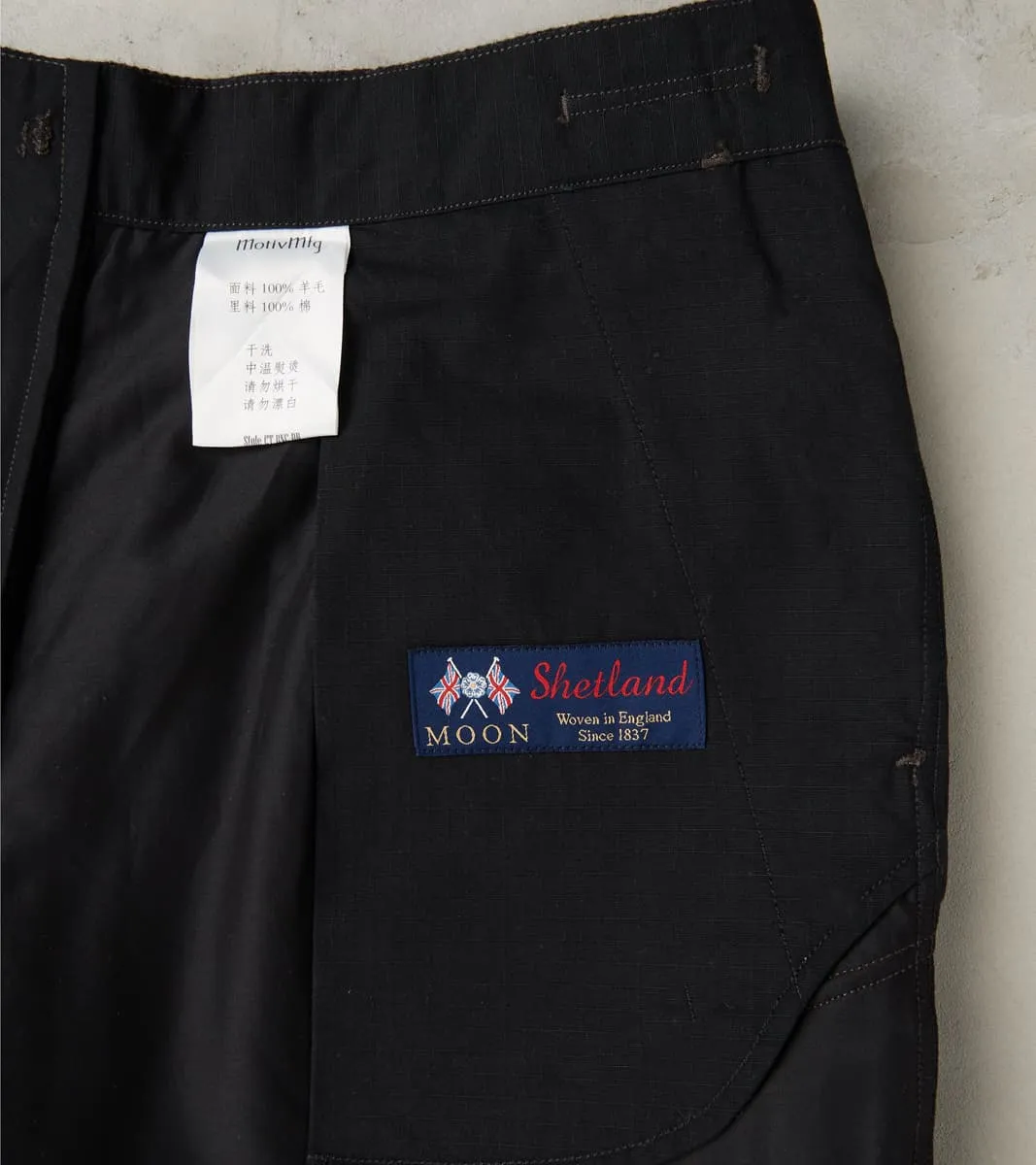 Swiss Army Cargo Trousers - Abraham Moon® Coal Merino Twill